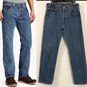 Levi’s Men’s 501 Jeans 34 X 34 Blue Cotton Classic Straight Leg Y2K 2007